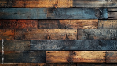 Rustic Wooden Wall Paneling: A Textured Background of Distressed and Stained Wood Planks