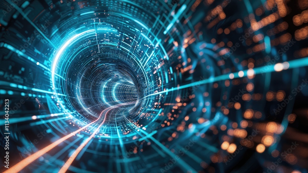 Fototapeta premium Futuristic Digital Data Tunnel