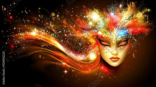 Wallpaper Mural A Colorful Glittering Mask With Festive Hair Torontodigital.ca