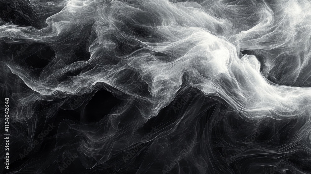 Abstract swirling white smoke on a black background Abstract swirling white smoke on a black background