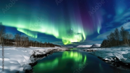 Wallpaper Mural Spectacular Northern Lights Over Snowy Landscape Torontodigital.ca