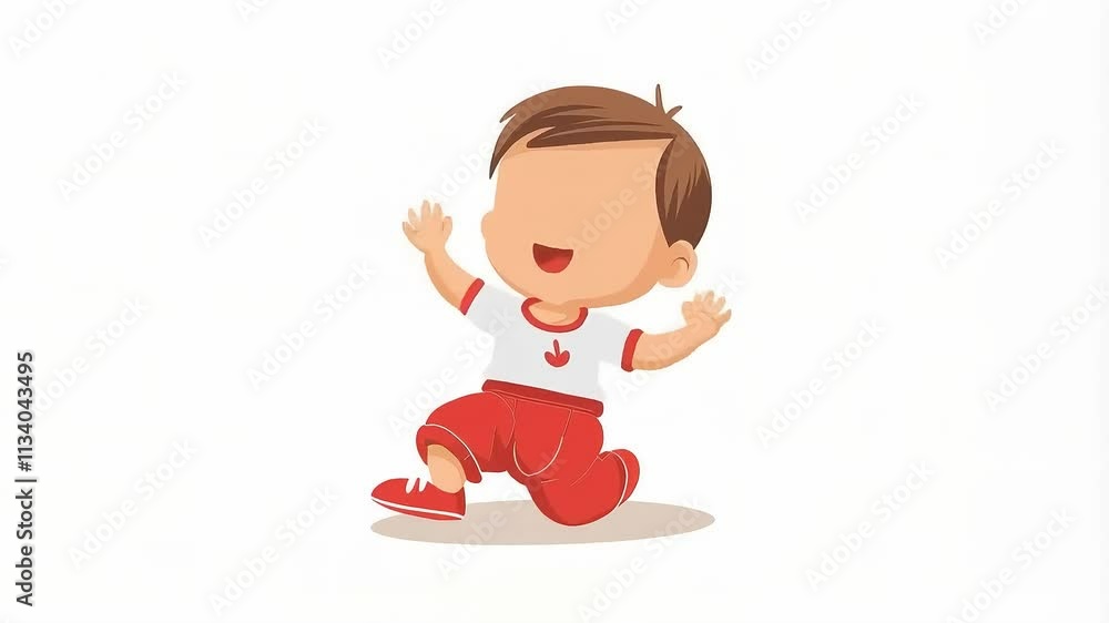 Animated Toddler Joyfully Sitting and Laughing Animated Toddler Joyfully Sitting and Laughing