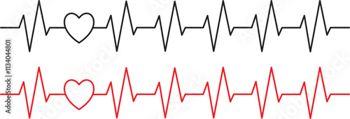 Heart rate icons vector. Pulse, heart rhythm, heartbeat line icon on white background. Vector illustration