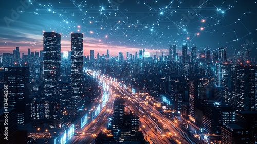 Wallpaper Mural Feature a Futuristic Cityscape with Interconnected Highways and Skyscrapers Torontodigital.ca