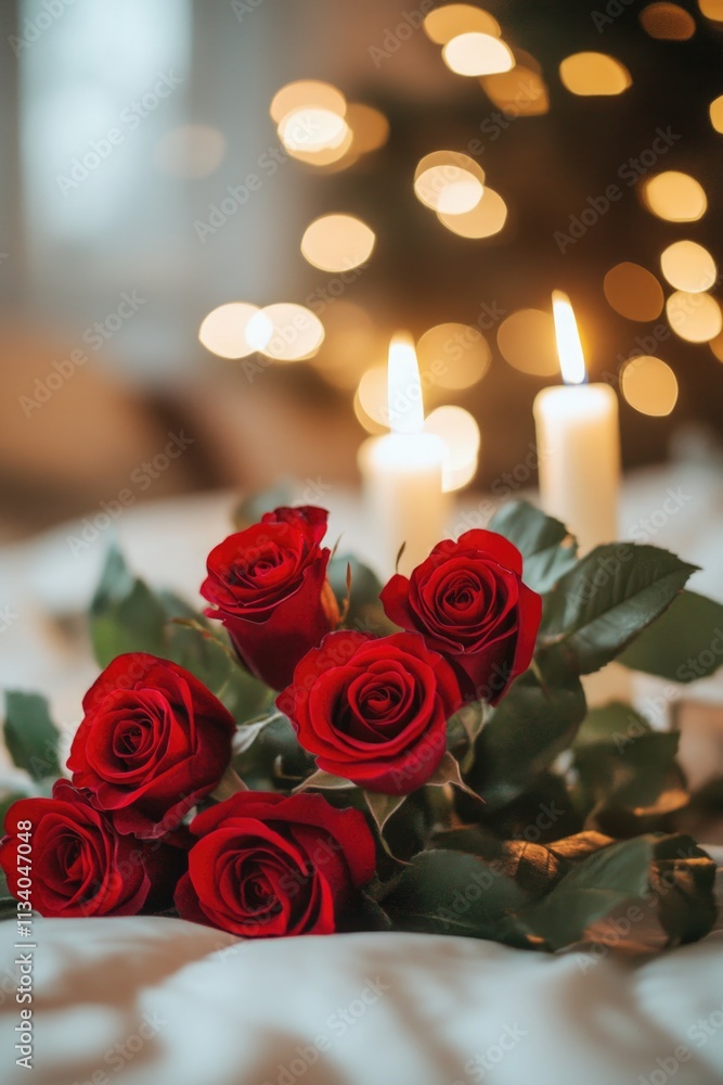 Red roses on a bed Red roses on a bed