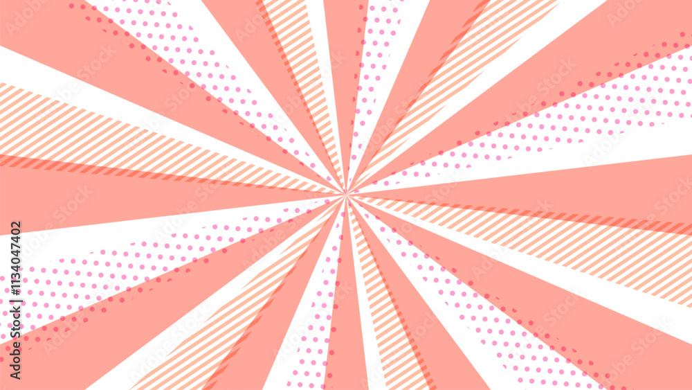 Obraz premium ポップな暖色系の放射線 背景イラスト