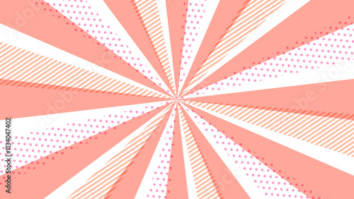 ポップな暖色系の放射線　背景イラスト