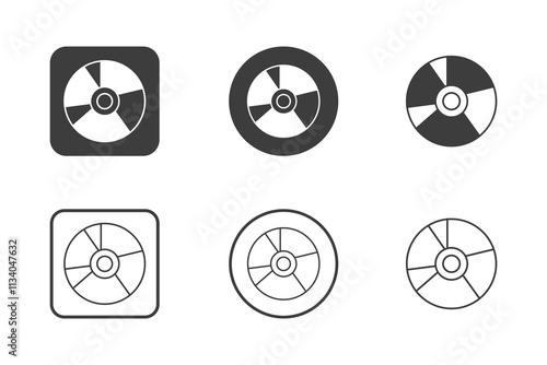 cd icon design 6 variations. Set electronic hardware icons. Isolated on white background.