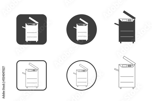 photocopier icon design 6 variations. Set electronic hardware icons. Isolated on white background.