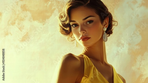elegant woman in yellow dress
