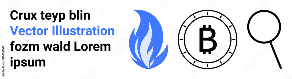 Magnifying glass, Bitcoin coin, and blue flame. Ideal for cryptocurrency, detection, analysis, digital currency, blockchain, finance security Landing page Magnifying glass, Bitcoin coin, and blue flame. Ideal for cryptocurrency, detection, analysis, digital currency, blockchain, finance security Landing page