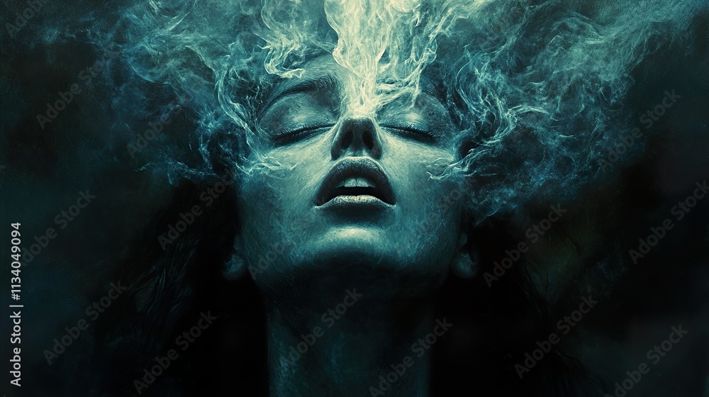 Enigmatic Woman in Smoke: A Dreamlike Surreal Portrait Enigmatic Woman in Smoke: A Dreamlike Surreal Portrait