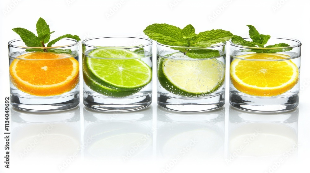 Fototapeta premium Refreshing citrus infused water recipe kitchen beverage photography bright natural fresh ingredients for healthy living
