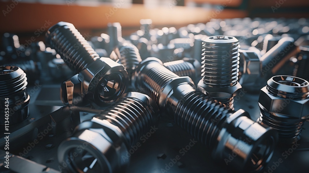 High volume automated manufacturing of zinc plated screws bolts and other metallic fasteners in an efficient fast paced industrial assembly line within a state of the art manufacturing facility High volume automated manufacturing of zinc plated screws bolts and other metallic fasteners in an efficient fast paced industrial assembly line within a state of the art manufacturing facility