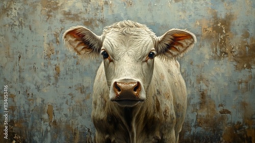 Stunning Closeup of a Young White Cow