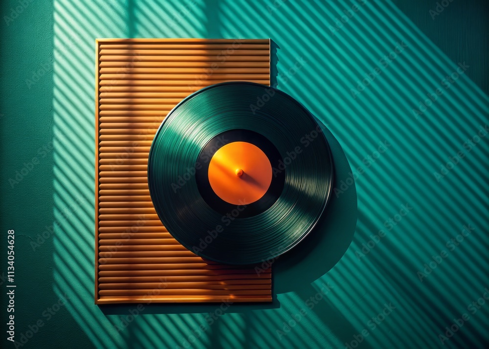 Obraz premium Blinds Vinyl Record Cover Design, Abstract Shadow, Geometric Shapes, Minimalist Album Art, Music Photography