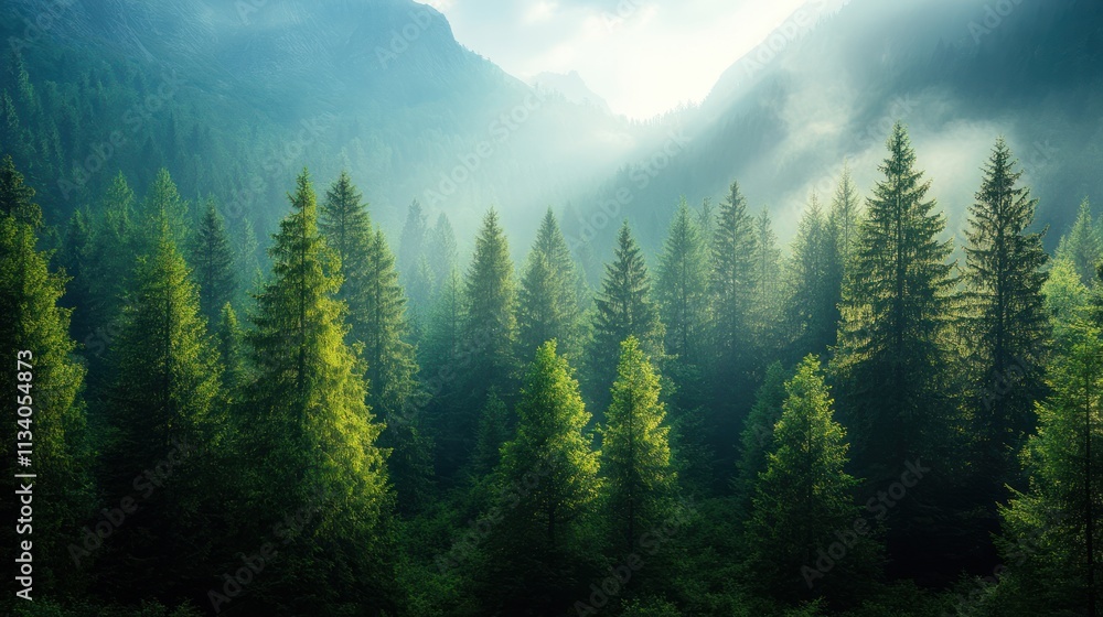 Misty Mountain Forest: A Serene Landscape Misty Mountain Forest: A Serene Landscape