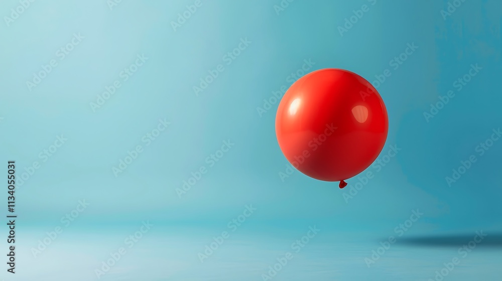 A large red ellipsoid floating against a solid blue backdrop A large red ellipsoid floating against a solid blue backdrop