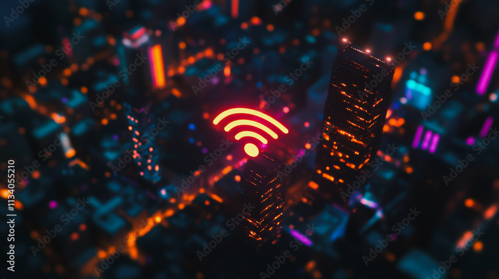 Smart digital Innovation city with connection network reciprocity over the cityscape. of future smart wireless digital city and social media networking systems that connects people with in city Smart digital Innovation city with connection network reciprocity over the cityscape. of future smart wireless digital city and social media networking systems that connects people with in city