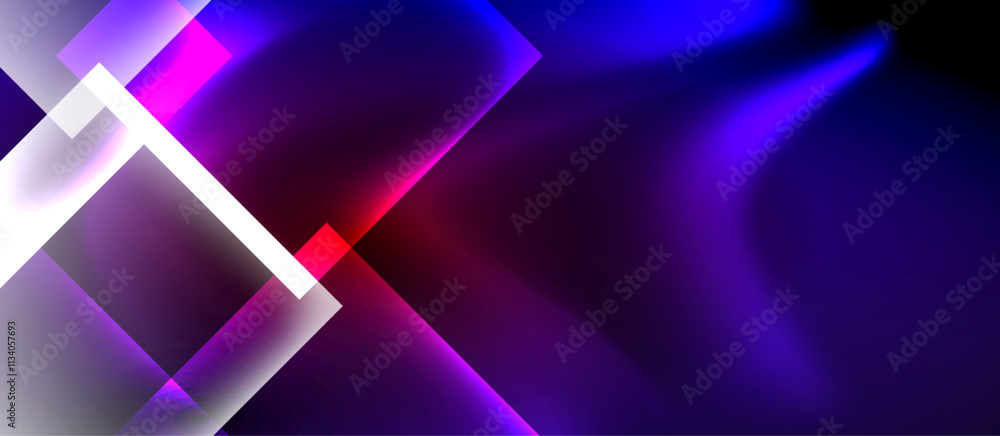 Glass squares with neon shiny light abstract background Glass squares with neon shiny light abstract background