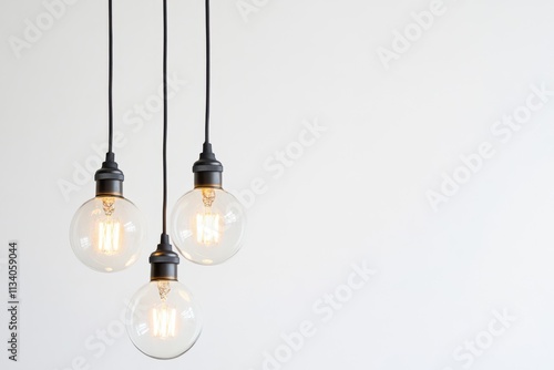 Modern hanging light design on a bright background for brightening areas using electric energy