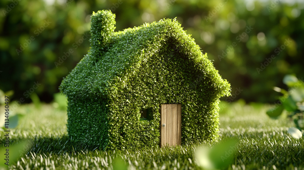 Lush Green House Made of Grass and Foliage Emphasizing Eco-Friendly Living and Sustainable Architecture in a Natural Environment Lush Green House Made of Grass and Foliage Emphasizing Eco-Friendly Living and Sustainable Architecture in a Natural Environment