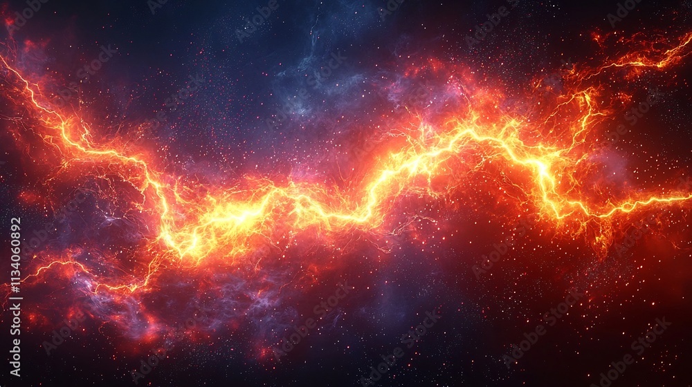 Fototapeta premium Electric Current Crackling Through Sky as Powerful Lightning Bolt