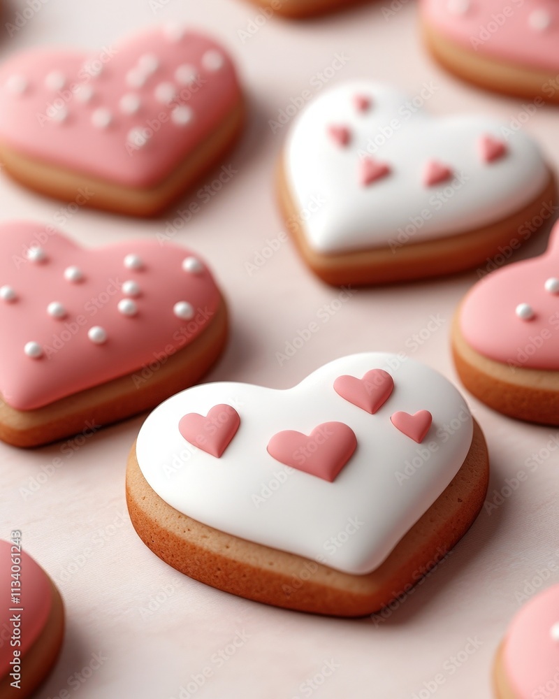 Adorable heart-shaped cookies decorated with pink icing and small hearts, perfect for celebrations and special occasions. Adorable heart-shaped cookies decorated with pink icing and small hearts, perfect for celebrations and special occasions.