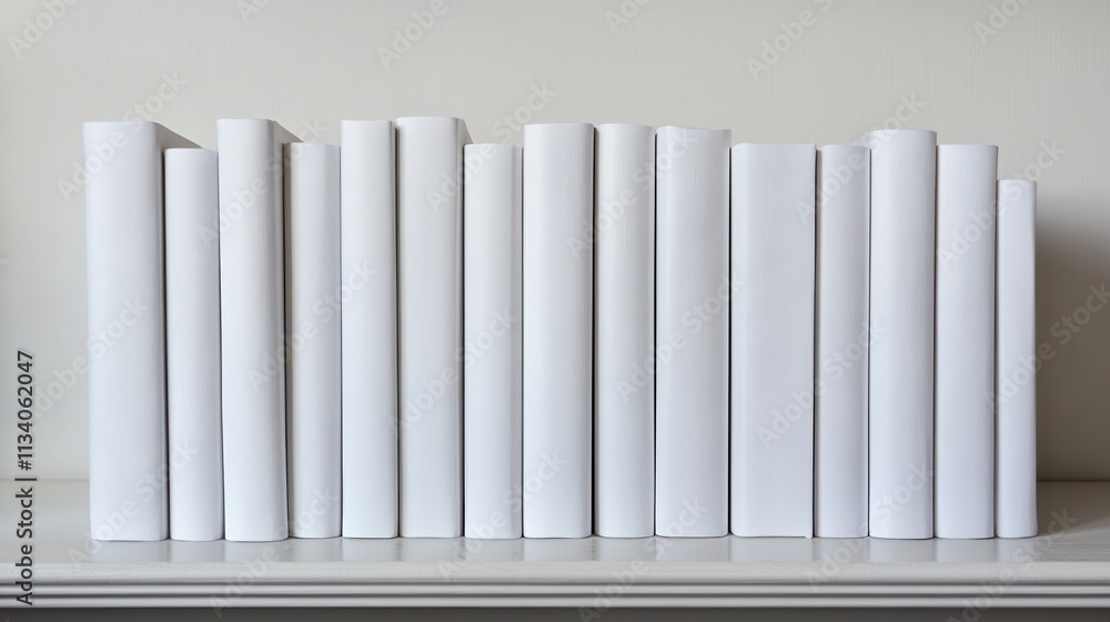 Minimalist white bookshelf display in modern interior still life photography neutral background clean aesthetic Minimalist white bookshelf display in modern interior still life photography neutral background clean aesthetic