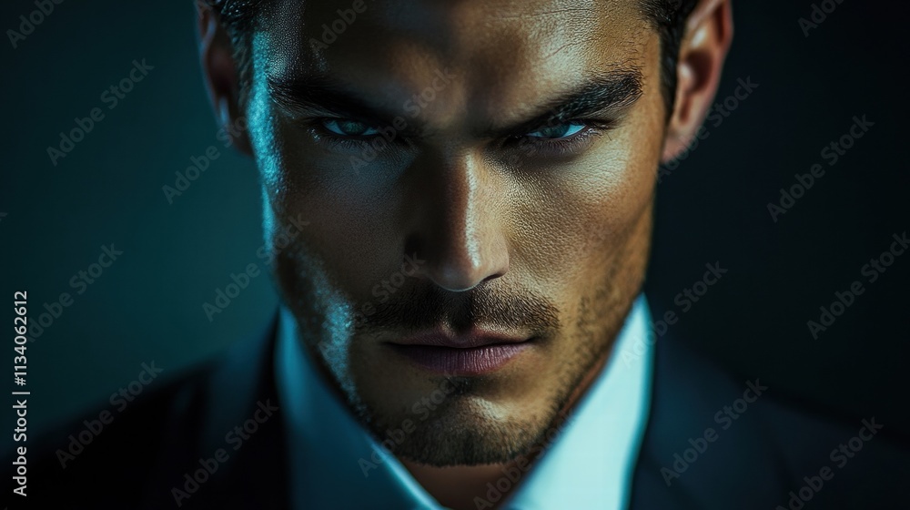 intense gaze of a confident man intense gaze of a confident man