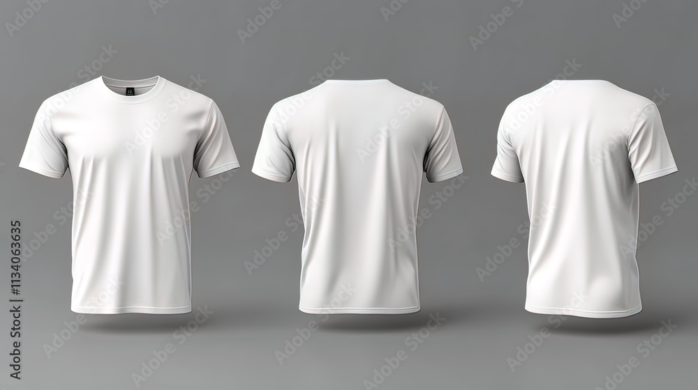 Three views of a blank white t-shirt. Three views of a blank white t-shirt.