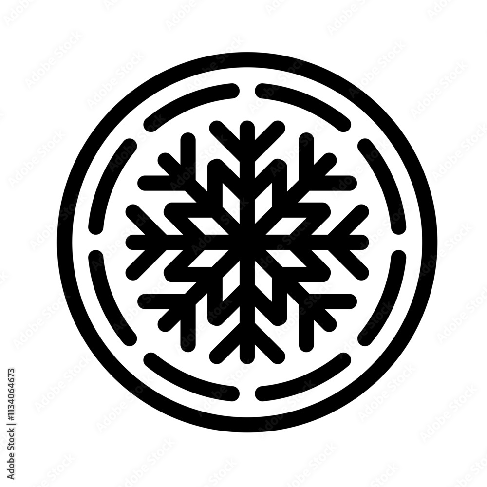 Icon Winter Snowflake With Style Outline Icon Winter Snowflake With Style Outline