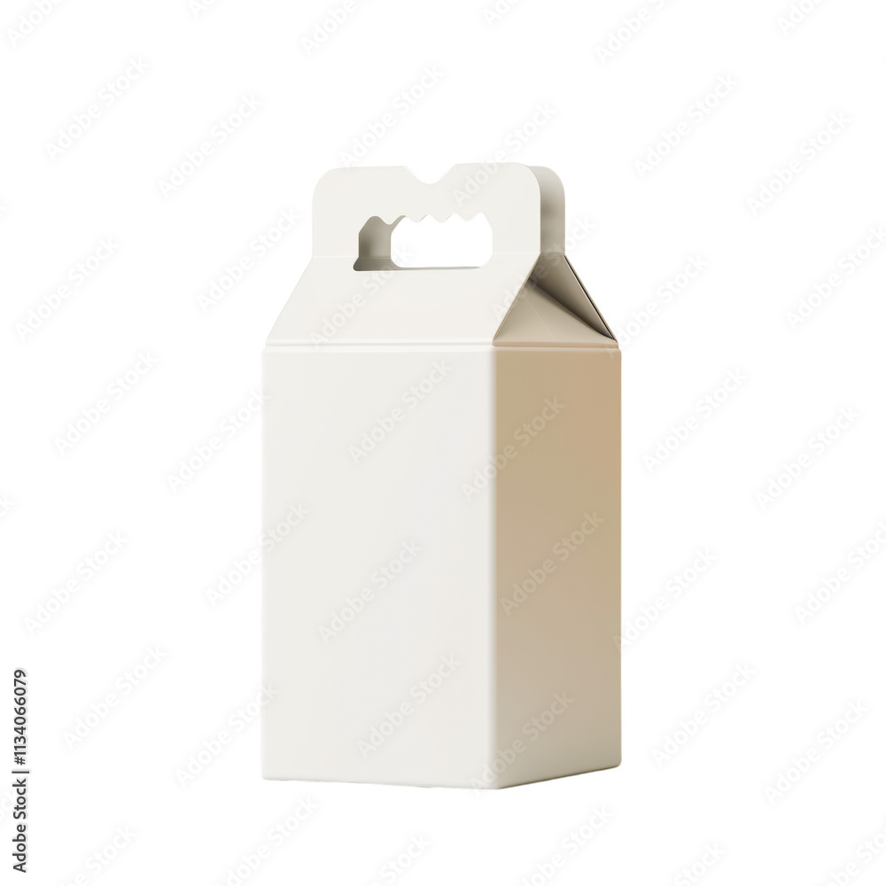 White Cardboard Box with Handle: Packaging Mockup isolated on a transparent background White Cardboard Box with Handle: Packaging Mockup isolated on a transparent background