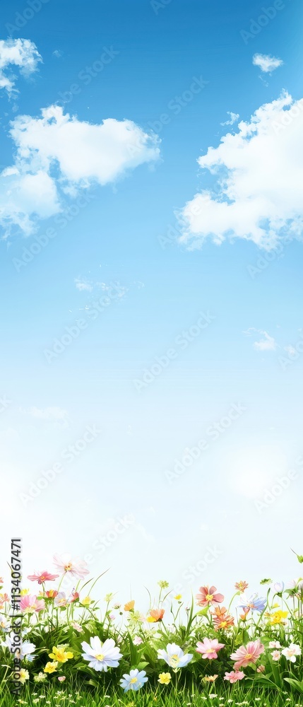 Vibrant flower field under clear blue sky nature scene floral landscape bright day peaceful atmosphere for relaxation Vibrant flower field under clear blue sky nature scene floral landscape bright day peaceful atmosphere for relaxation