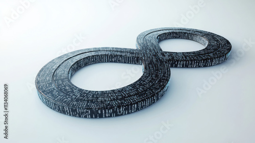 Abstract binary code infinity road symbolizing and icon for technology and agile methodology