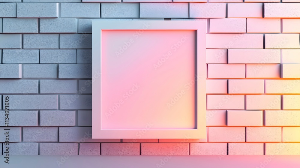 Empty Frame on Colorful Brick Wall