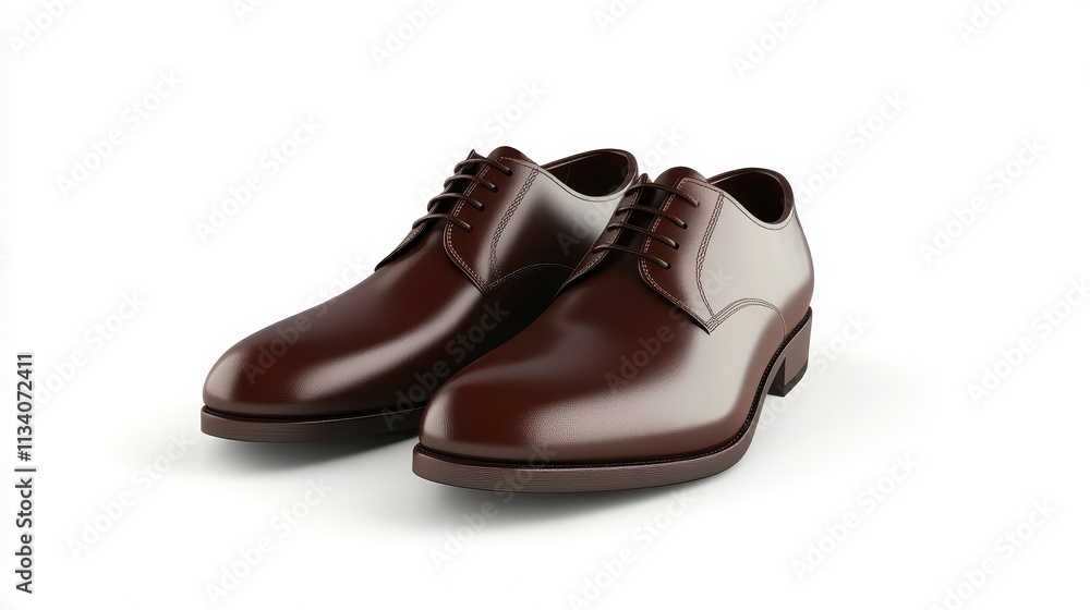 Elegant Brown Leather Shoes on White Background Elegant Brown Leather Shoes on White Background