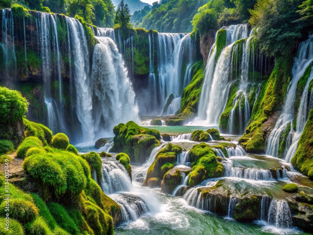 Fototapeta premium Huangguoshu Waterfall Macro, Guizhou Landscape, Nature's Detail