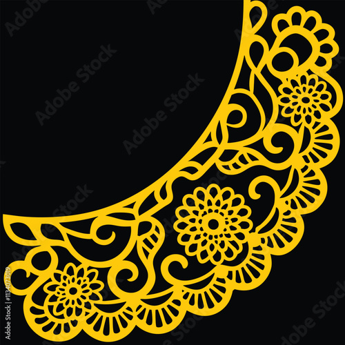 Elegant teal lace trim design 