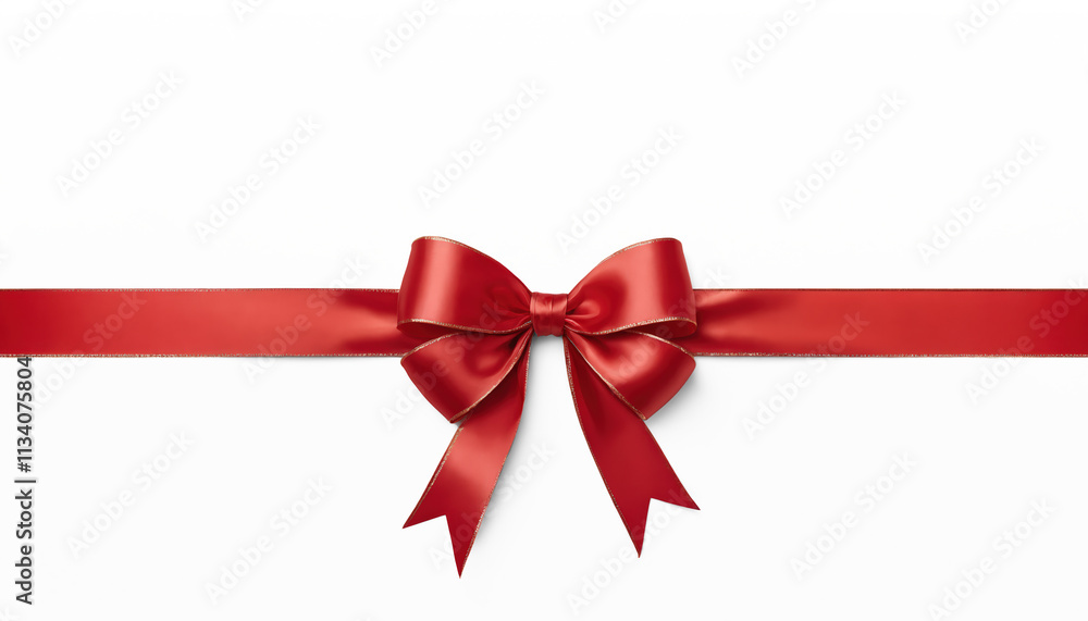 Red gift ribbon with bow for Christmas, birthday, Valentine's Day, isolated on white background. Red gift ribbon with bow for Christmas, birthday, Valentine's Day, isolated on white background.