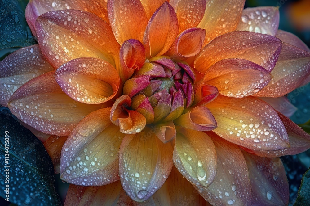 Vibrant Orange Flower with Dew Drops Vibrant Orange Flower with Dew Drops