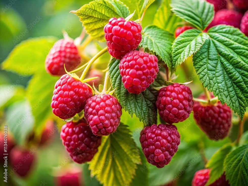 Red Raspberries on Branch - Documentary Style Red Raspberries on Branch - Documentary Style