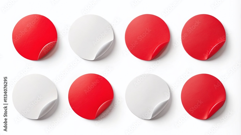 Round Adhesive Stickers Mockup - Realistic Paper & Plastic Round Adhesive Stickers Mockup - Realistic Paper & Plastic