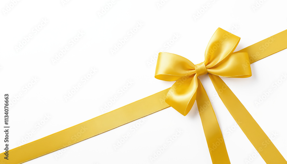 Yellow gift ribbon with bow for Christmas, birthday, Valentine's Day, isolated on transparent background. Yellow gift ribbon with bow for Christmas, birthday, Valentine's Day, isolated on transparent background.