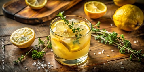 Vintage Bitter Lemon Cocktail, Selective Focus, Tasty Drink