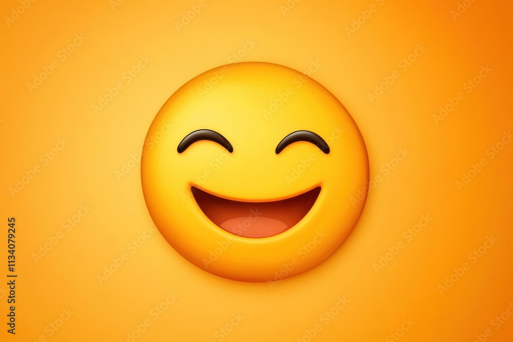 Happy Smiley Face on Bright Orange Background Happy Smiley Face on Bright Orange Background