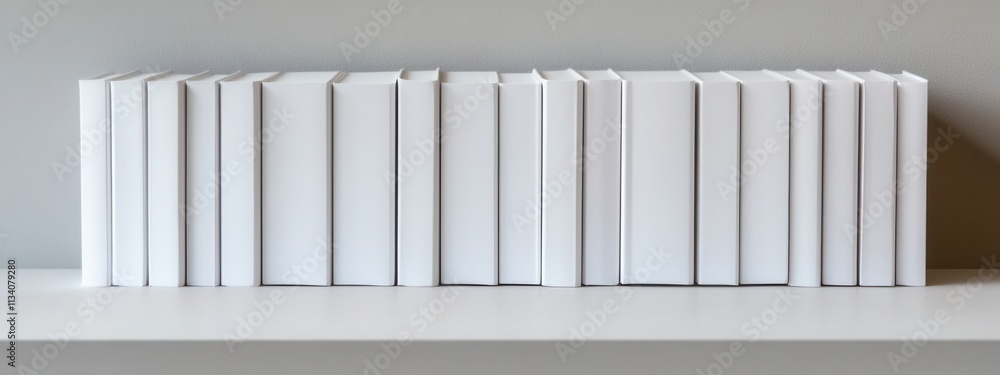 Minimalist book display on shelf modern home photography indoor eye-level interior design concept for aesthetic appeal Minimalist book display on shelf modern home photography indoor eye-level interior design concept for aesthetic appeal