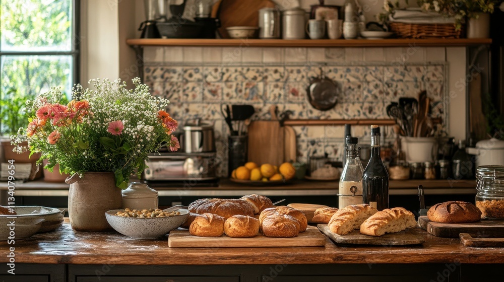 Warm kitchen with freshly baked goods Warm kitchen with freshly baked goods