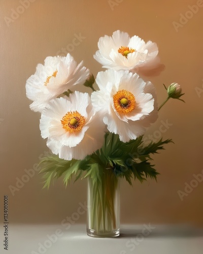 Wallpaper Mural A delicate arrangement of white flowers in a glass vase. Torontodigital.ca