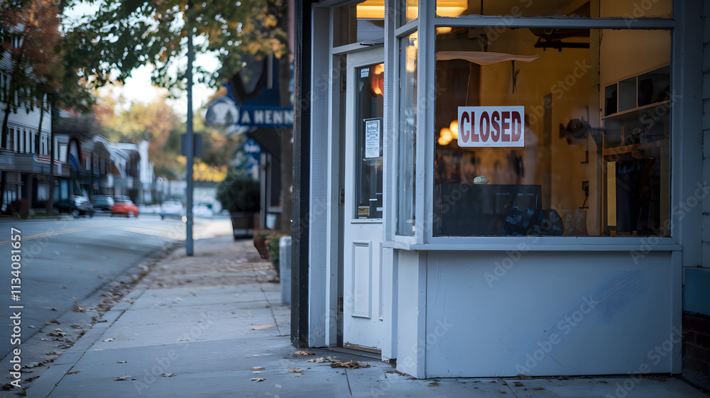 Naklejka premium Closed small business storefront with a 